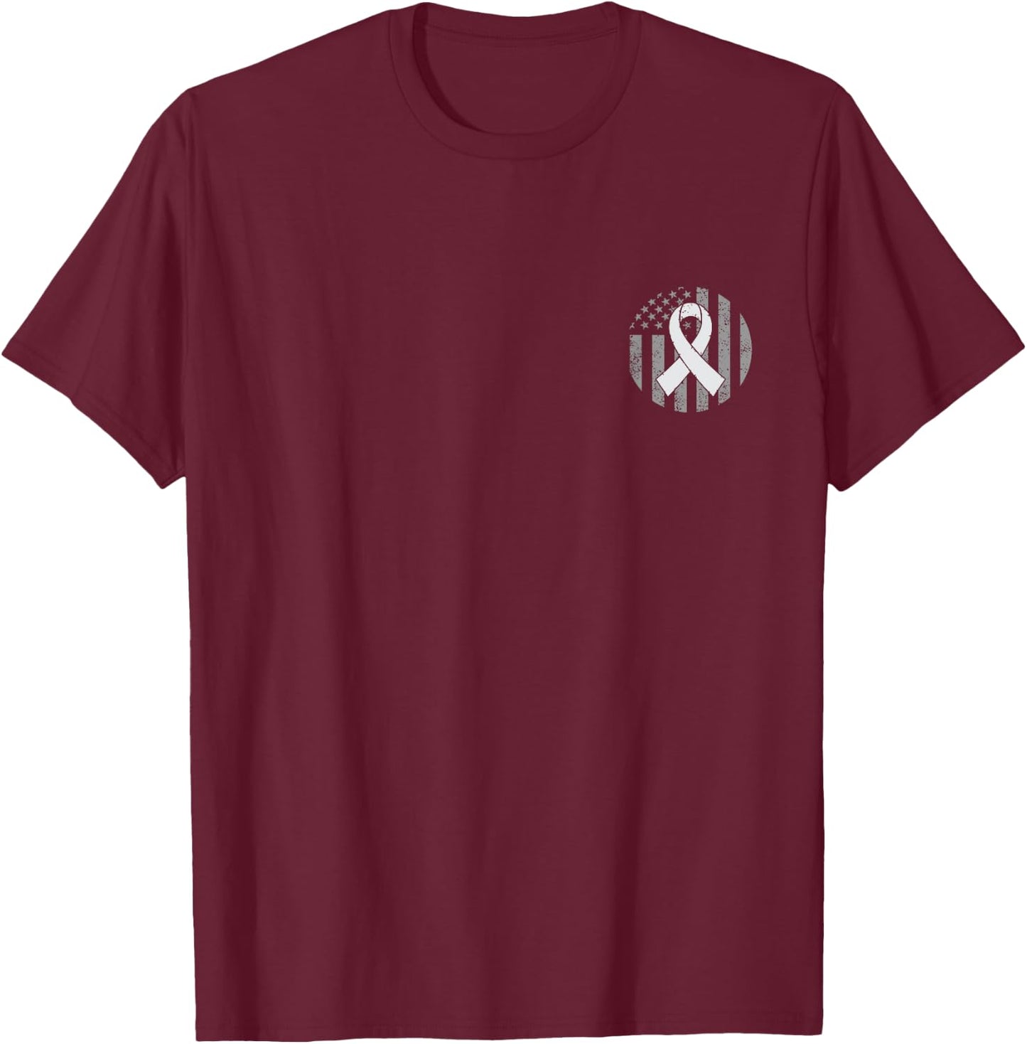 Distressed American Flag Pocket Brain Cancer Awareness Kids Men T-Shirt - T-Shirt | Maroon