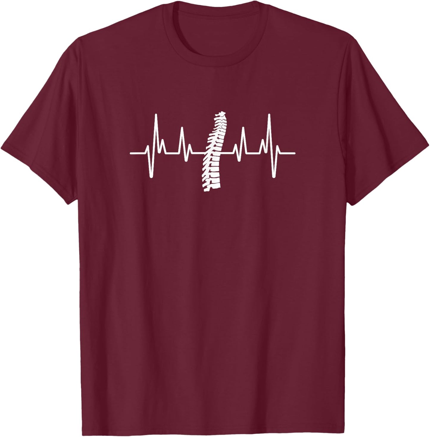 Heartbeat Human Spine Adjustment Chiropractor Chiropractic T-Shirt - T-Shirt | Maroon