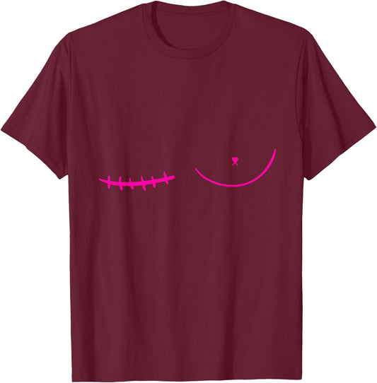 Right Mastectomy Scar Breast Cancer Survivor T-Shirt - T-Shirt | Maroon