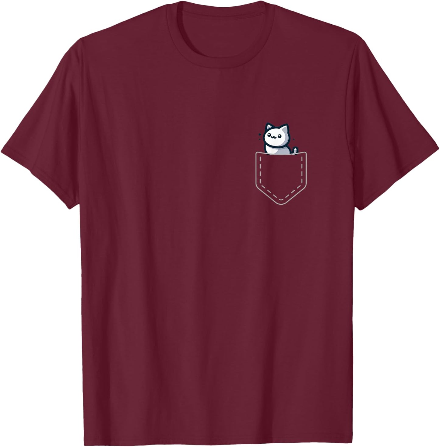 Kawaii Anime Pocket Cat Kids T-Shirt - T-Shirt | Maroon