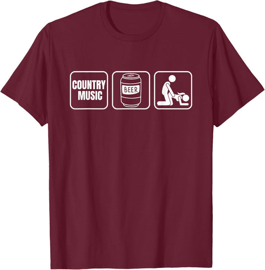 Country Music Beer Plan for the Day T-Shirt - T-Shirt | Maroon
