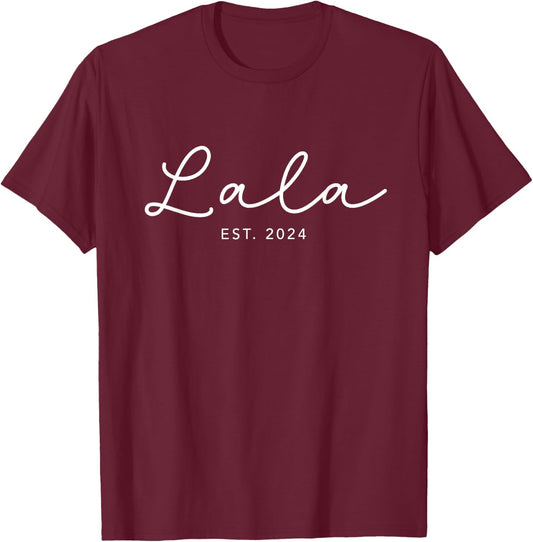 Lala Est. 2024 First Time Grandma T-Shirt - T-Shirt | Maroon