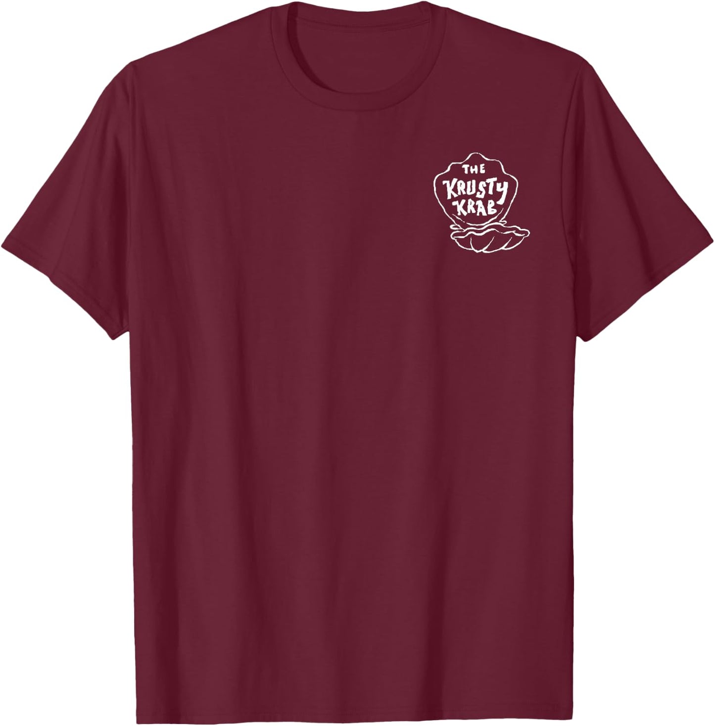 SpongeBob SquarePants Krusty Krab Sign Outline Pocket Logo T-Shirt - T-Shirt | Maroon