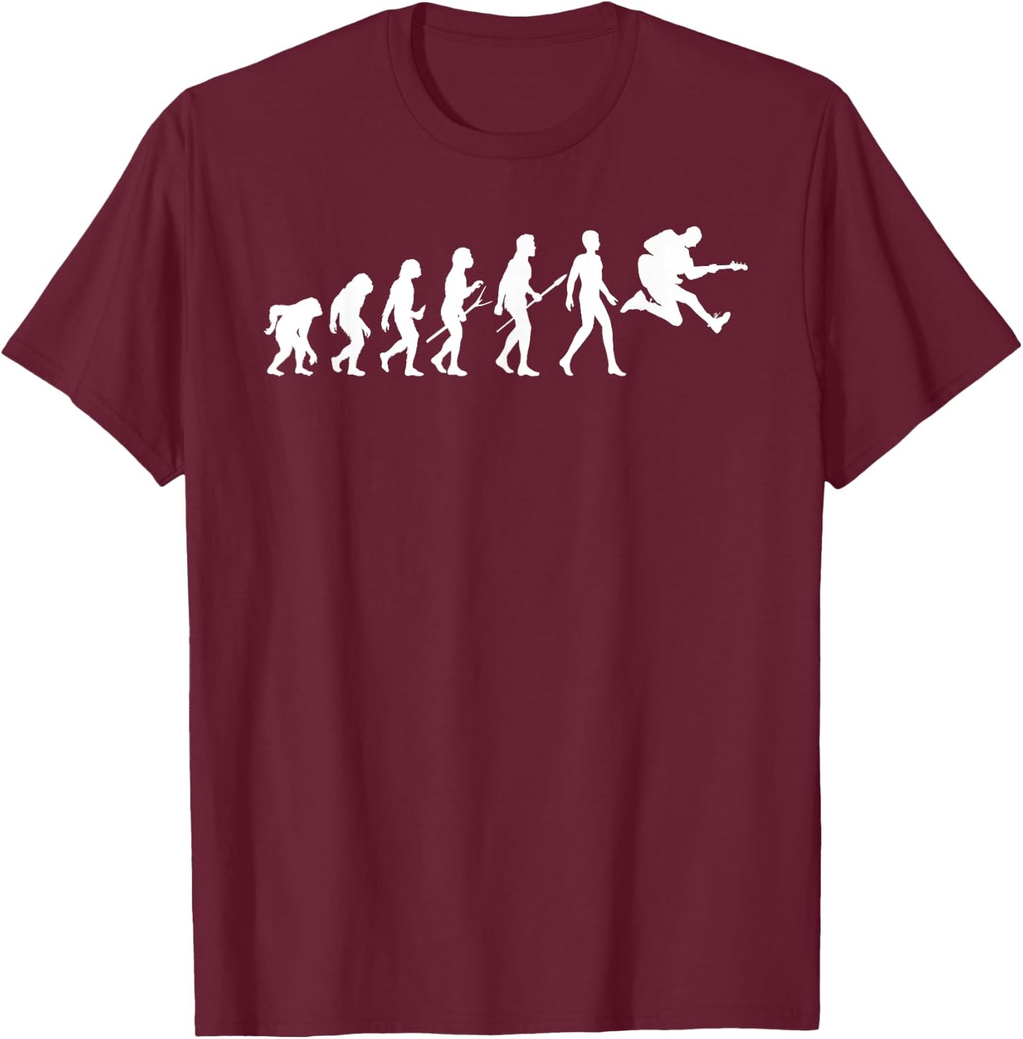 Evolution Guitar Player Guitarist Rock Musician T-Shirt - T-Shirt | Maroon