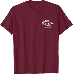 Joe's Surf Sunset Surfer Logo Graphic T-Shirt - T-Shirt | Maroon