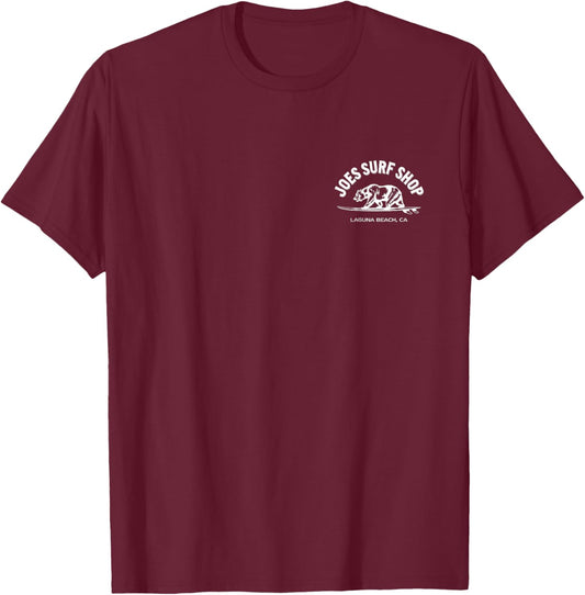Joe's Surf Sunset Surfer Logo Graphic T-Shirt - T-Shirt | Maroon