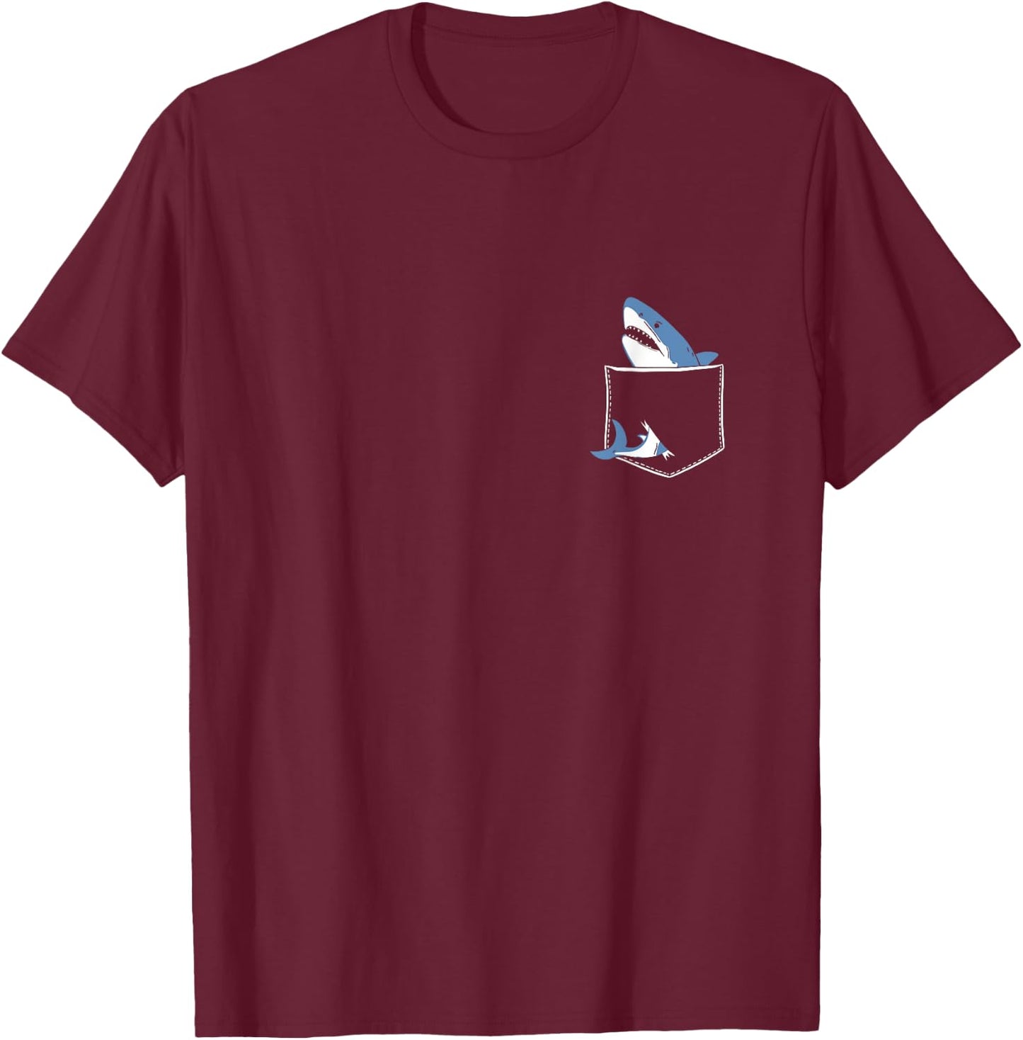 Shark Pocket Animal Pets Funny Shark Men Women Kids T-Shirt - T-Shirt | Maroon