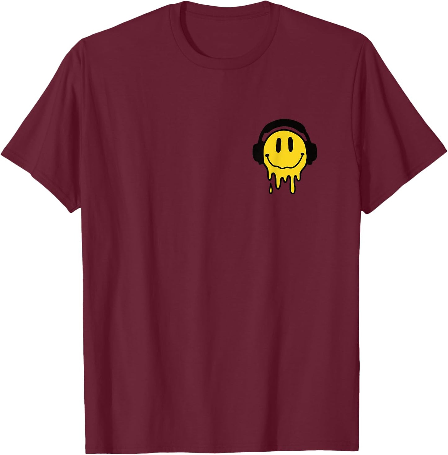 Melting Yellow Smile Funny Smiling Melted Dripping Face Cute T-Shirt - T-Shirt | Maroon