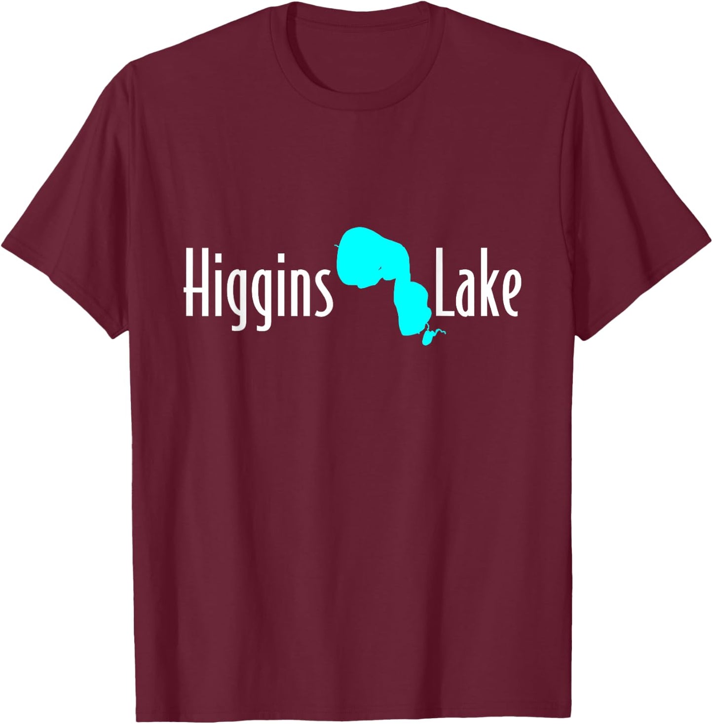 Minimalist Higgins Lake - Michigan T-Shirt - T-Shirt | Maroon