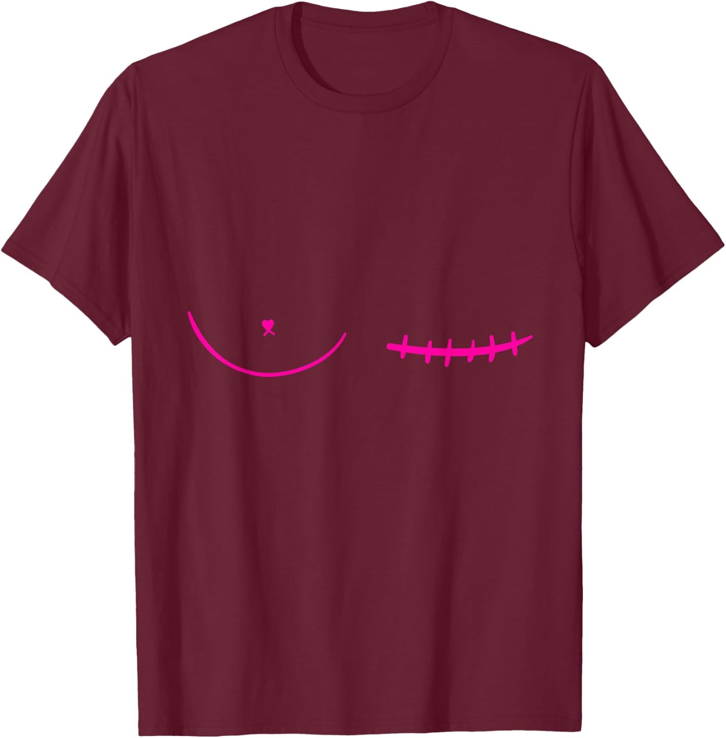 Left Mastectomy Scar Breast Cancer Survivor T-Shirt - T-Shirt | Maroon