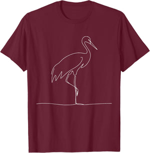 Line Art Bird Ornithologist Sandhill Crane T-Shirt - T-Shirt | Maroon