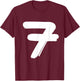 Number 7 in white large bold hand painted font style T-Shirt - T-Shirt | Maroon