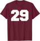 Number 29 Sports Jersey Player #29 Fan FRONT PRINT Varsity T-Shirt - T-Shirt | Maroon
