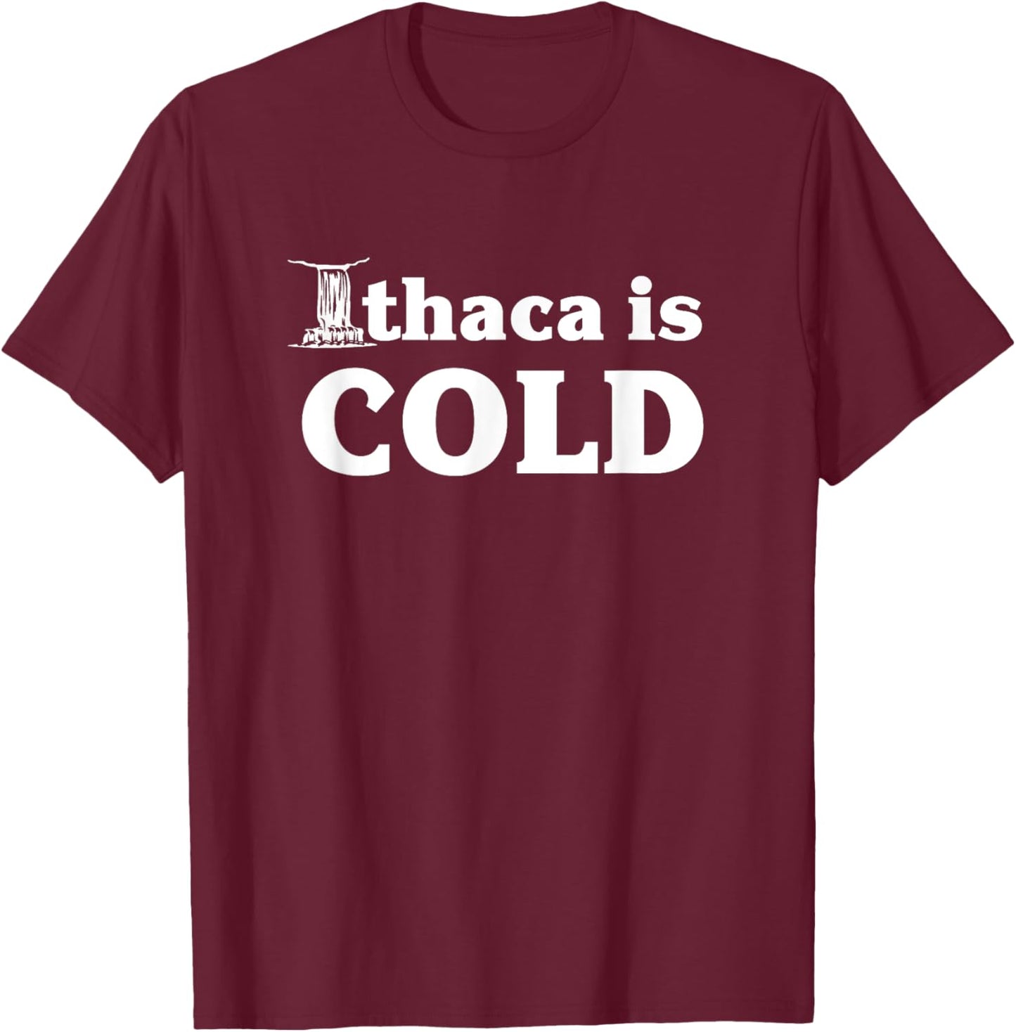 Ithaca Is Cold Funny Ithaca NY Gift T-Shirt - T-Shirt | Maroon