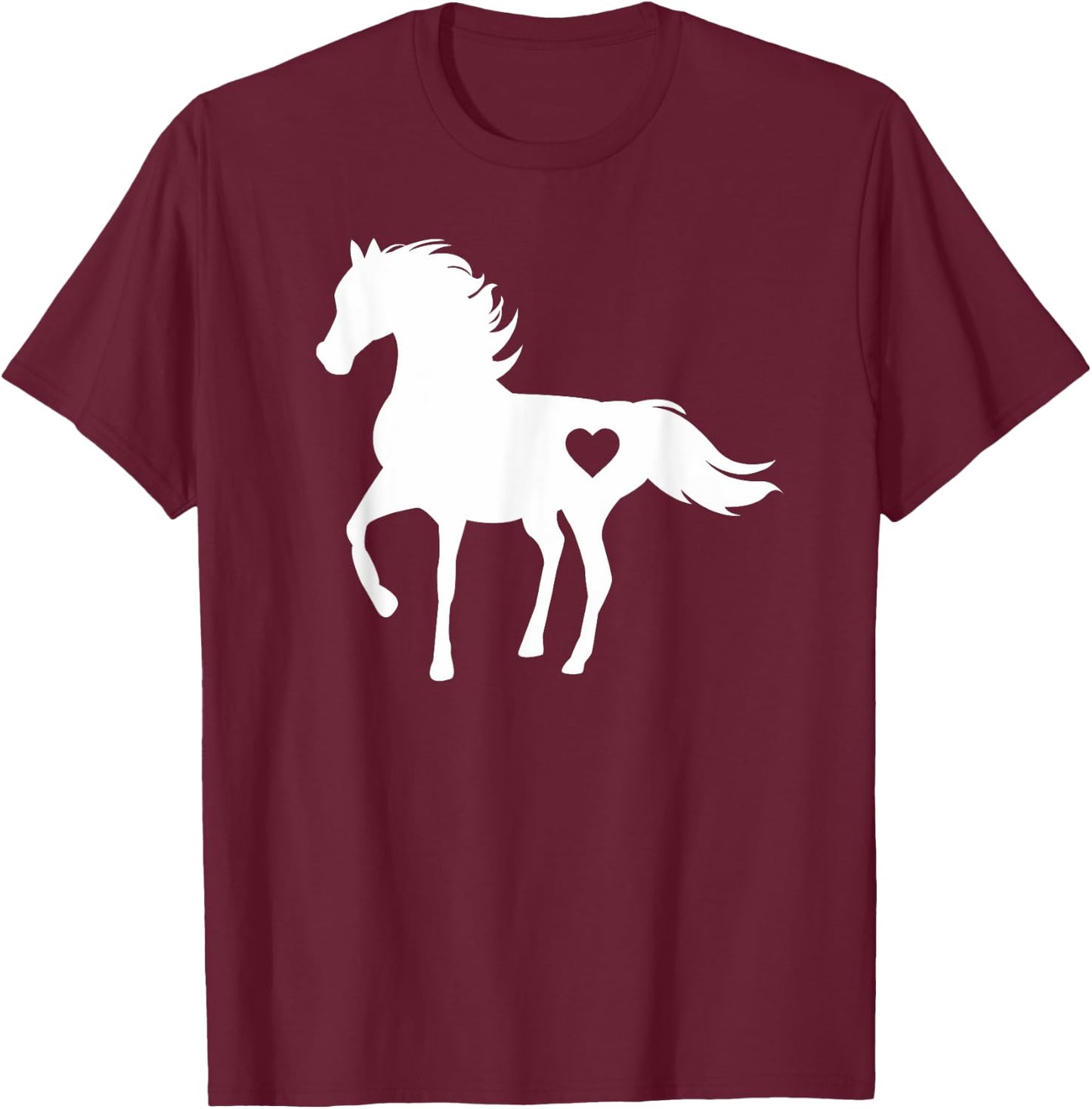 Horse with Heart White T-Shirt - T-Shirt | Maroon