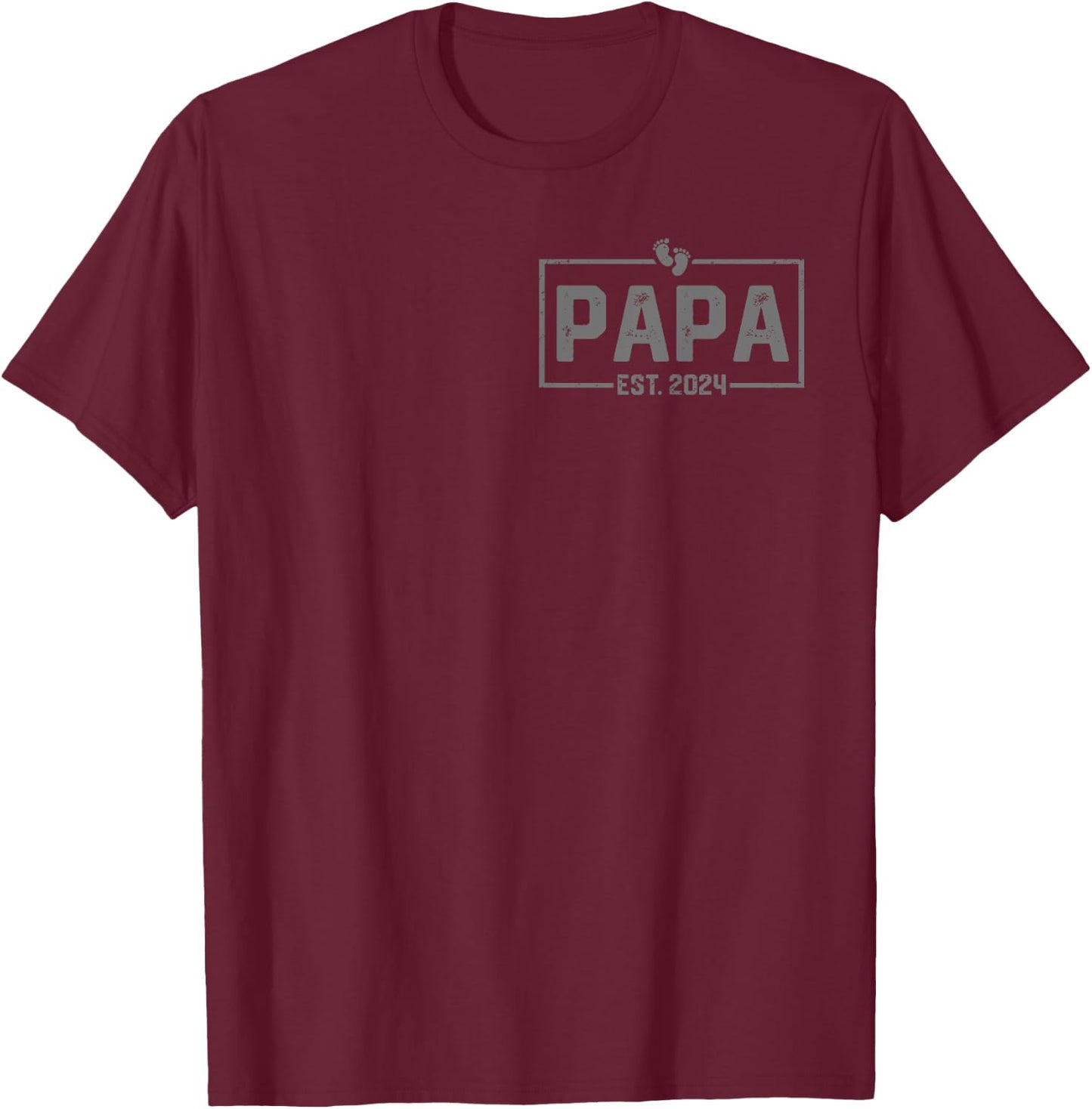 Papa Est. 2024 Papa 2024 Logo New Dad Fathers Day T-Shirt - T-Shirt | Maroon