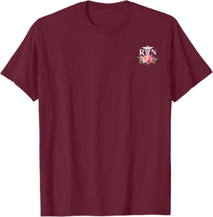 RN Registered Nurse Caduceus-Symbol Logo T-Shirt - T-Shirt | Maroon