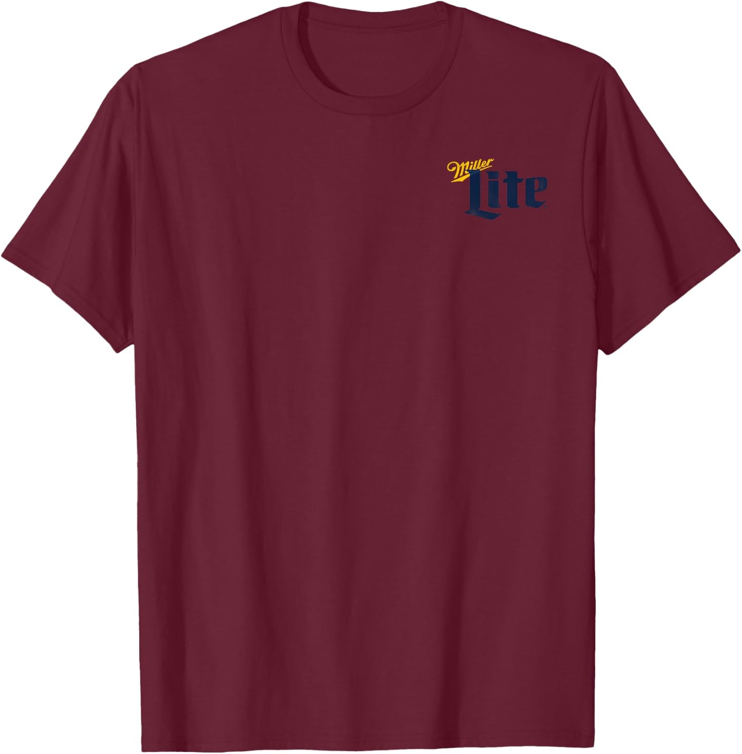 Miller Lite A Fine Pilsner Vintage Blue Faux Pocket T-Shirt - T-Shirt | Maroon