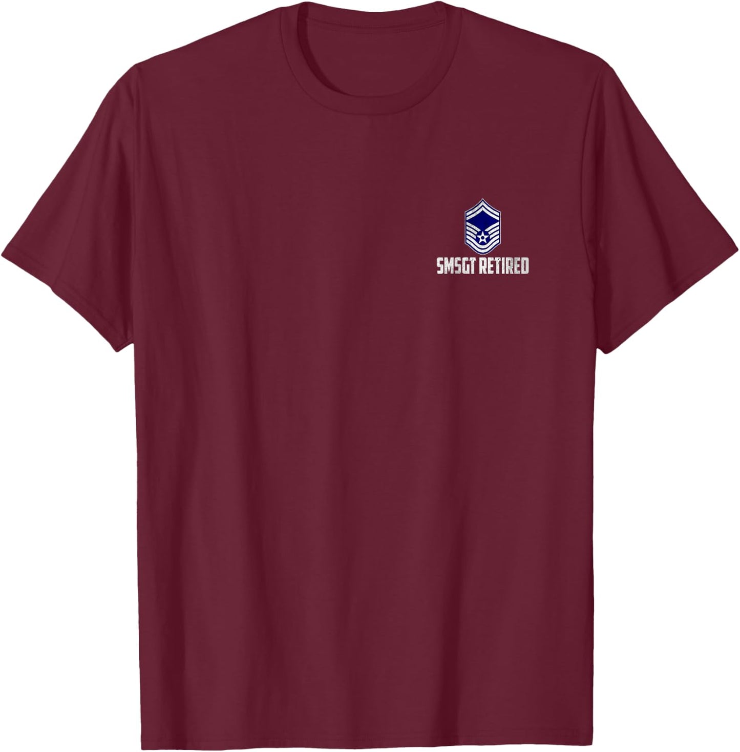 Retired E-8 Senior Master Sergeant SMSgt Rank Airman Logo T-Shirt - T-Shirt | Maroon