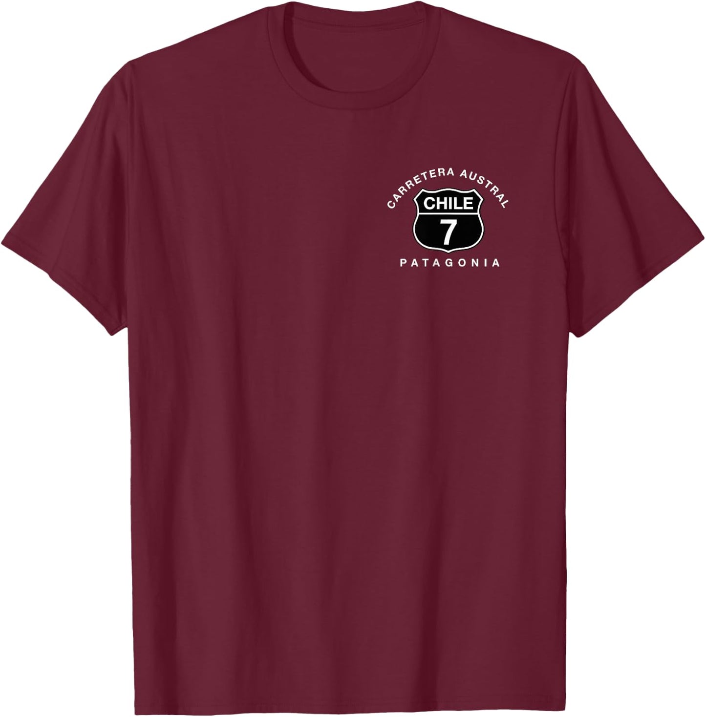 FRONT & BACK Ruta 7 Road Sign Souvenir Gift T-Shirt - T-Shirt | Maroon