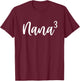 Nana of 3 Grandma of Three Cute Baby Announcement T-Shirt - T-Shirt | Maroon