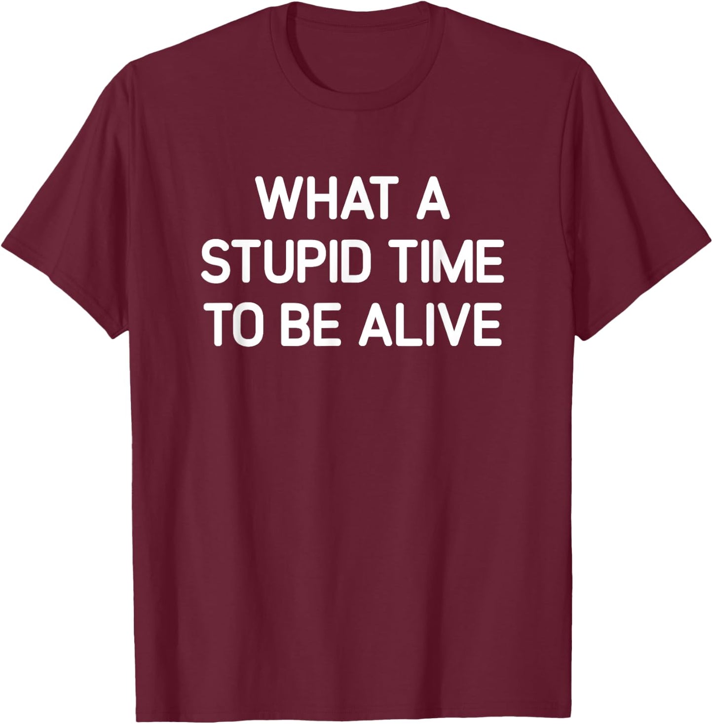 What A Stupid Time To Be Alive, Funny, Jokes, Sarcastic T-Shirt - T-Shirt | Maroon