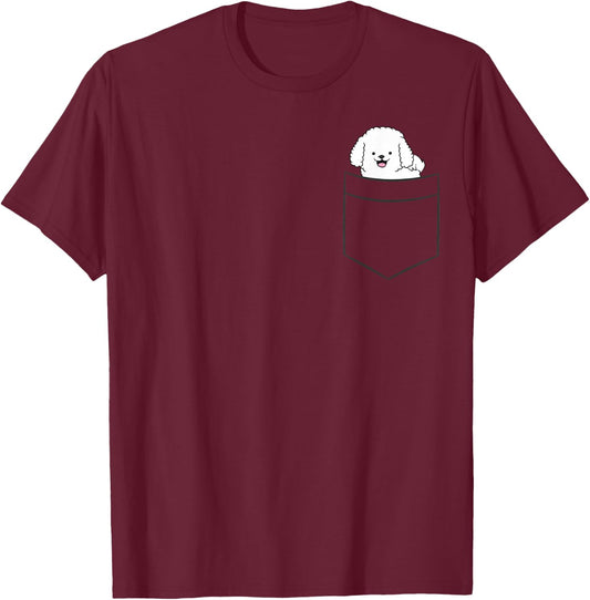 Bichon Frise Dog In Pocket Funny Bichon Frisé T-Shirt - T-Shirt | Maroon