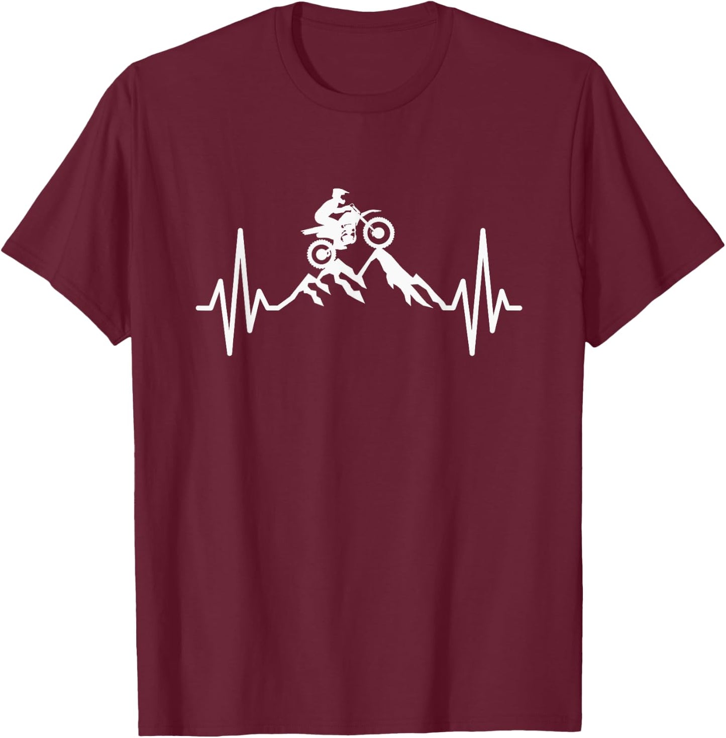 Dirt Biking Heartbeat Motorcycle Rider Motocross Dirt Bike T-Shirt - T-Shirt | Maroon