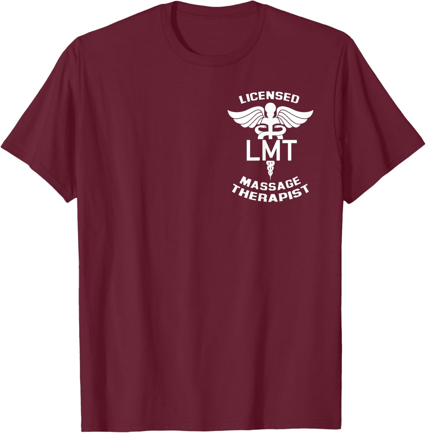 Licensed Massage Therapist Caduceus Symbol LMT Logo Graphic T-Shirt - T-Shirt | Maroon