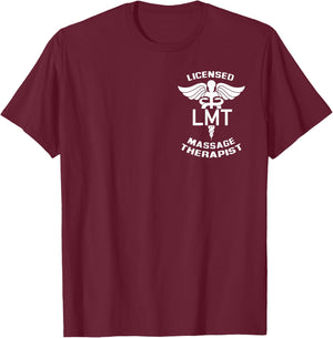 Licensed Massage Therapist Caduceus Symbol LMT Logo Graphic T-Shirt - T-Shirt | Maroon