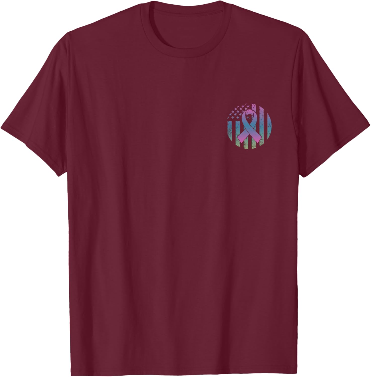 Distressed American Flag Pocket Metastatic Breast Cancer Awa Men T-Shirt - T-Shirt | Maroon