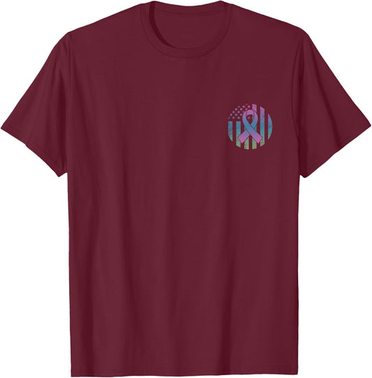 Distressed American Flag Pocket Metastatic Breast Cancer Awa Men T-Shirt - T-Shirt | Maroon