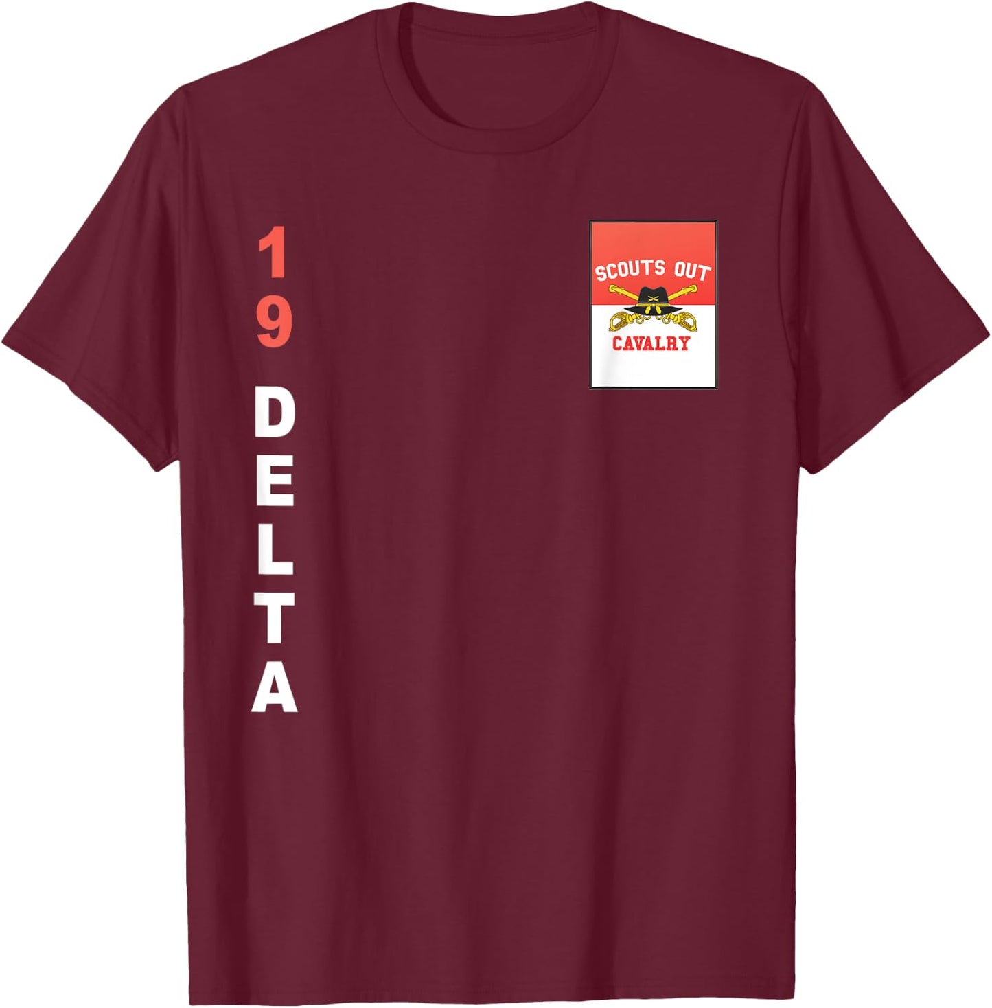 Army 19 Delta Cavalry Scout T Shirt T-Shirt - T-Shirt | Maroon