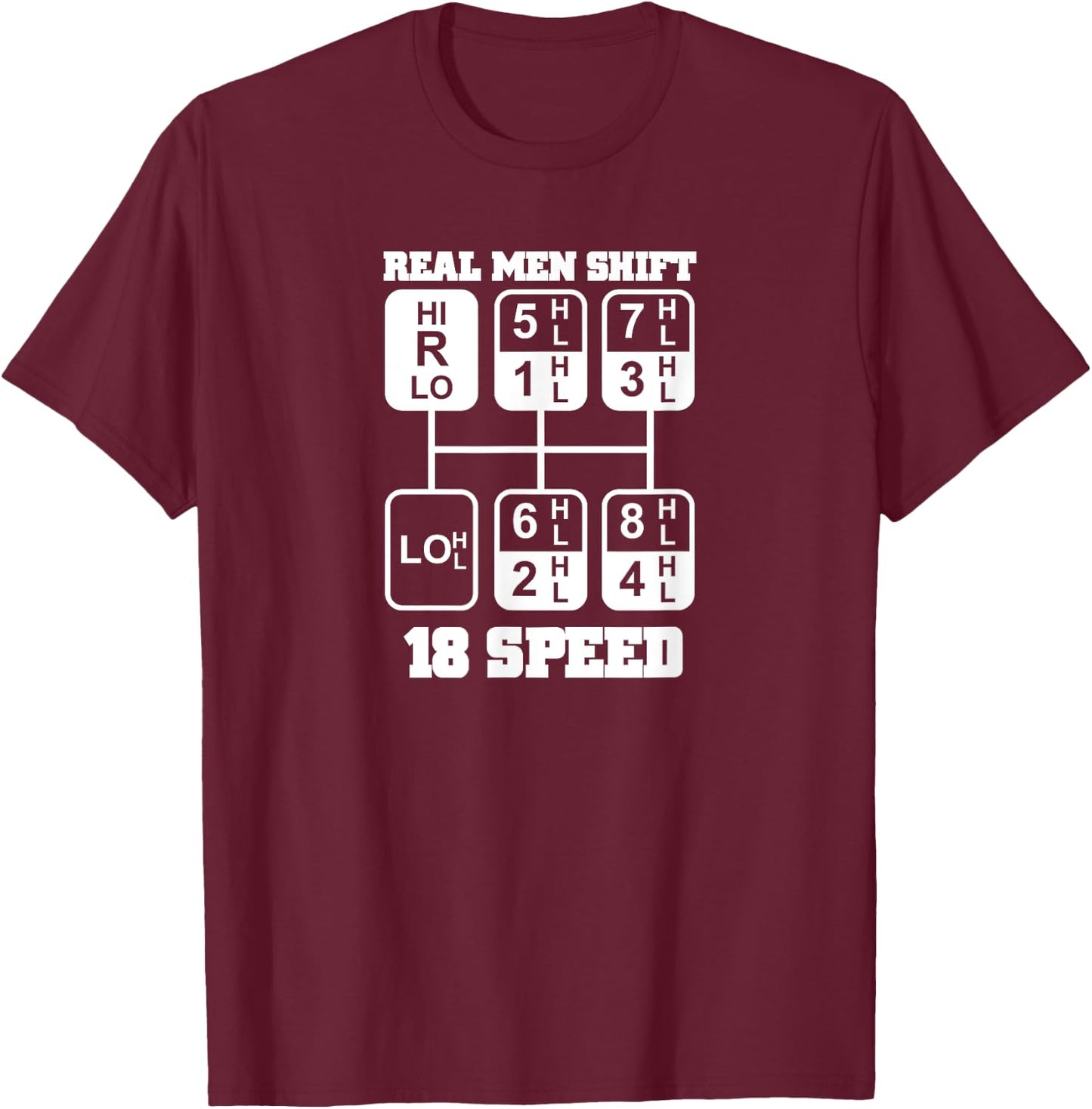 Real Men Shift 18 Speed Funny Truck Driver Shirt T-Shirt - T-Shirt | Maroon