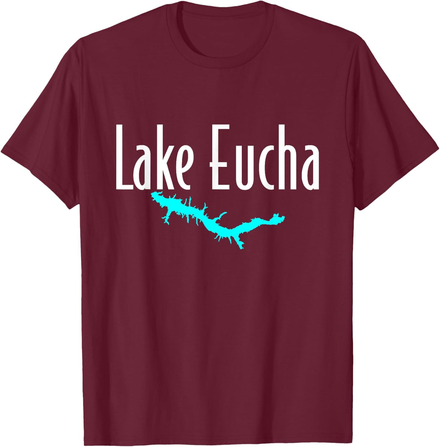 Minimalist Lake Eucha - Oklahoma T-Shirt - T-Shirt | Maroon