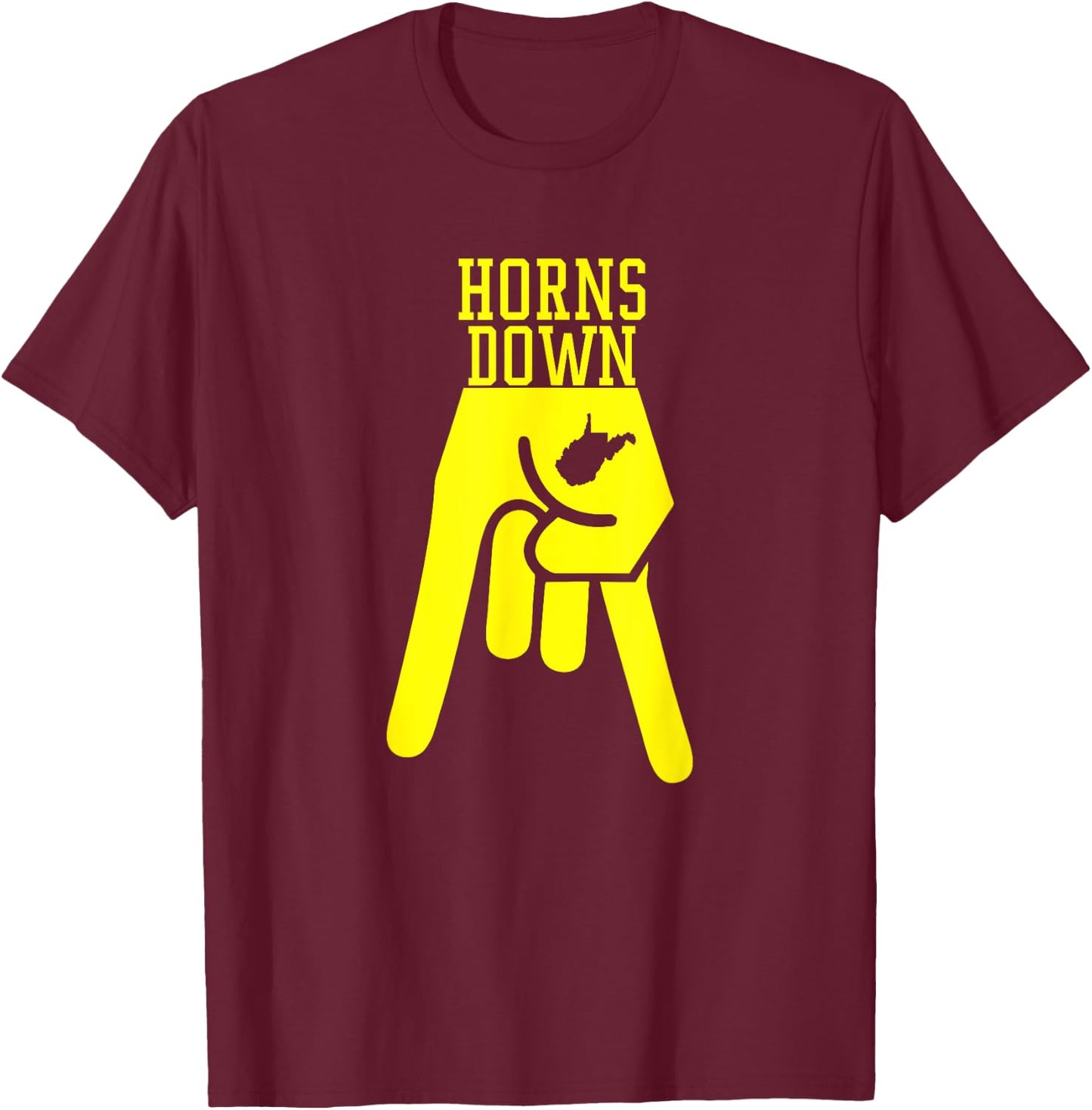 Horns Down West By God Virginia T-Shirt - T-Shirt | Maroon