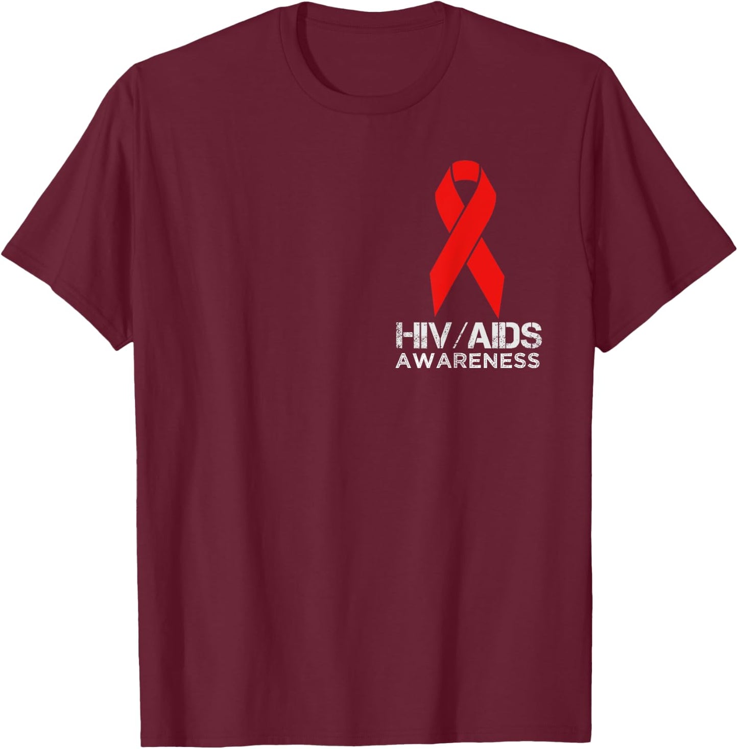 HIV AIDS Awareness Red Ribbon T-Shirt - T-Shirt | Maroon