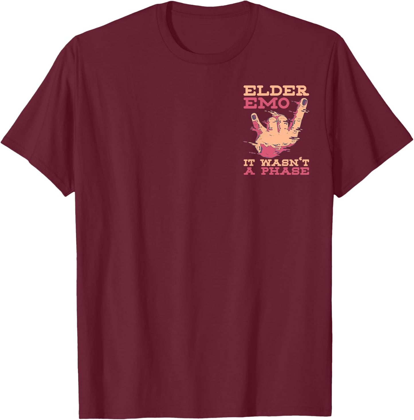 Elder Emo It Wasn't a Phase Minimalist Emo Goth T-Shirt - T-Shirt | Maroon