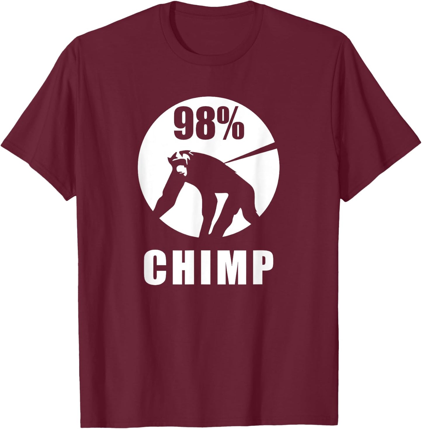 98% Chimp Funny Chimpanzee Ape Monkey T-Shirt - T-Shirt | Maroon