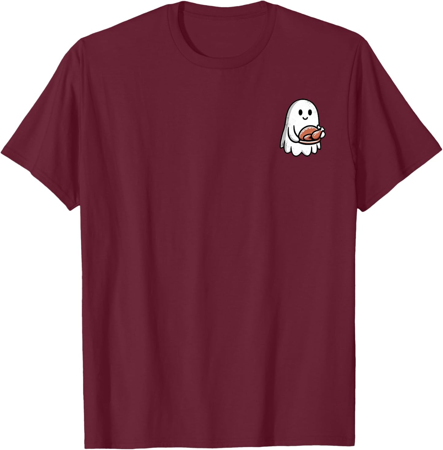 Thanksgiving Ghost Turkey Pocket Cute My Boo Halloween T-Shirt - T-Shirt | Maroon