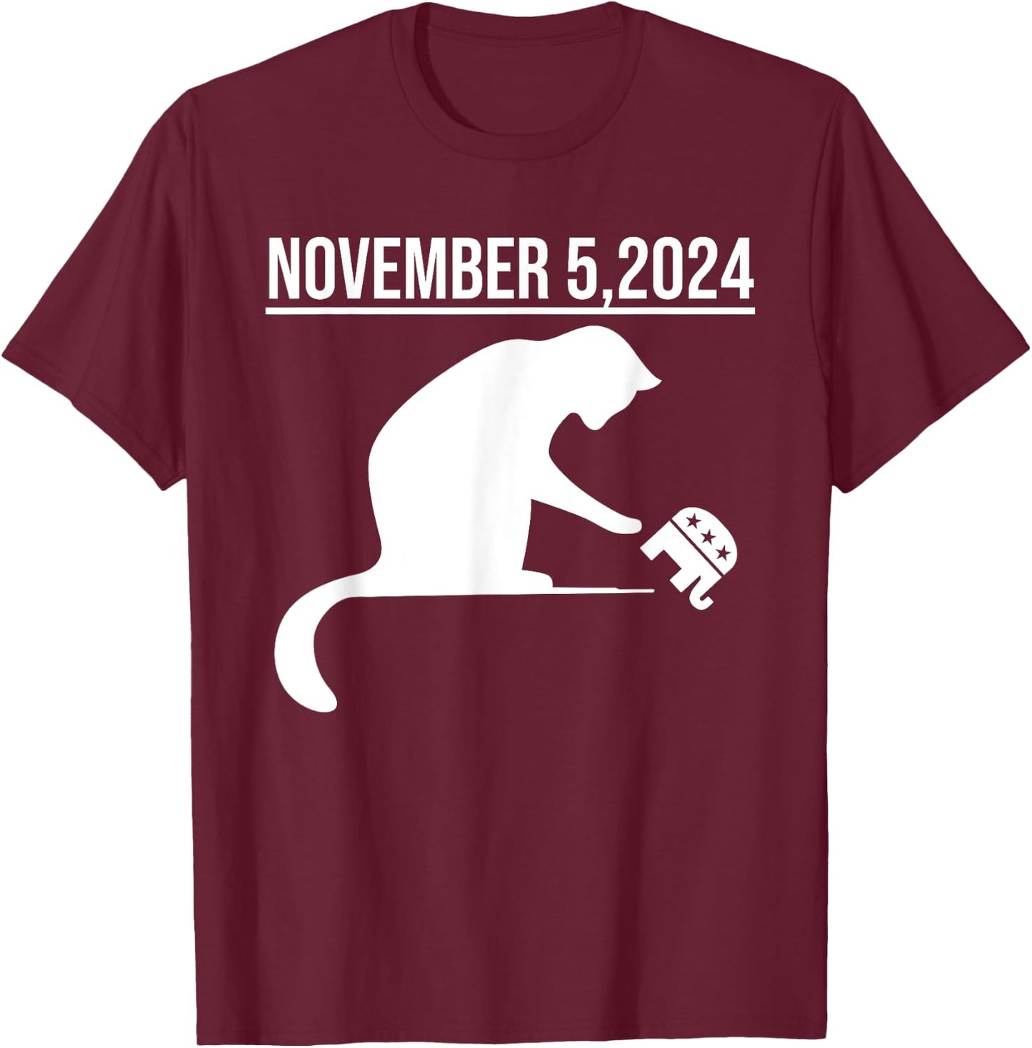 November 5 2024 The Revenge Of The Cat Ladies Cats Kamala T-Shirt - T-Shirt | Maroon