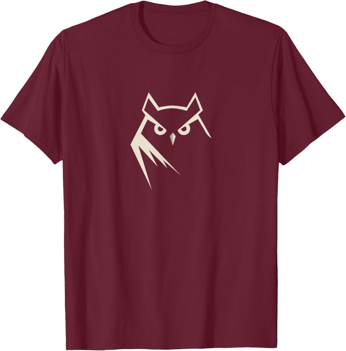 Minimal Snowy Owl Logo Style Minimalistic Abstract T-Shirt - T-Shirt | Maroon