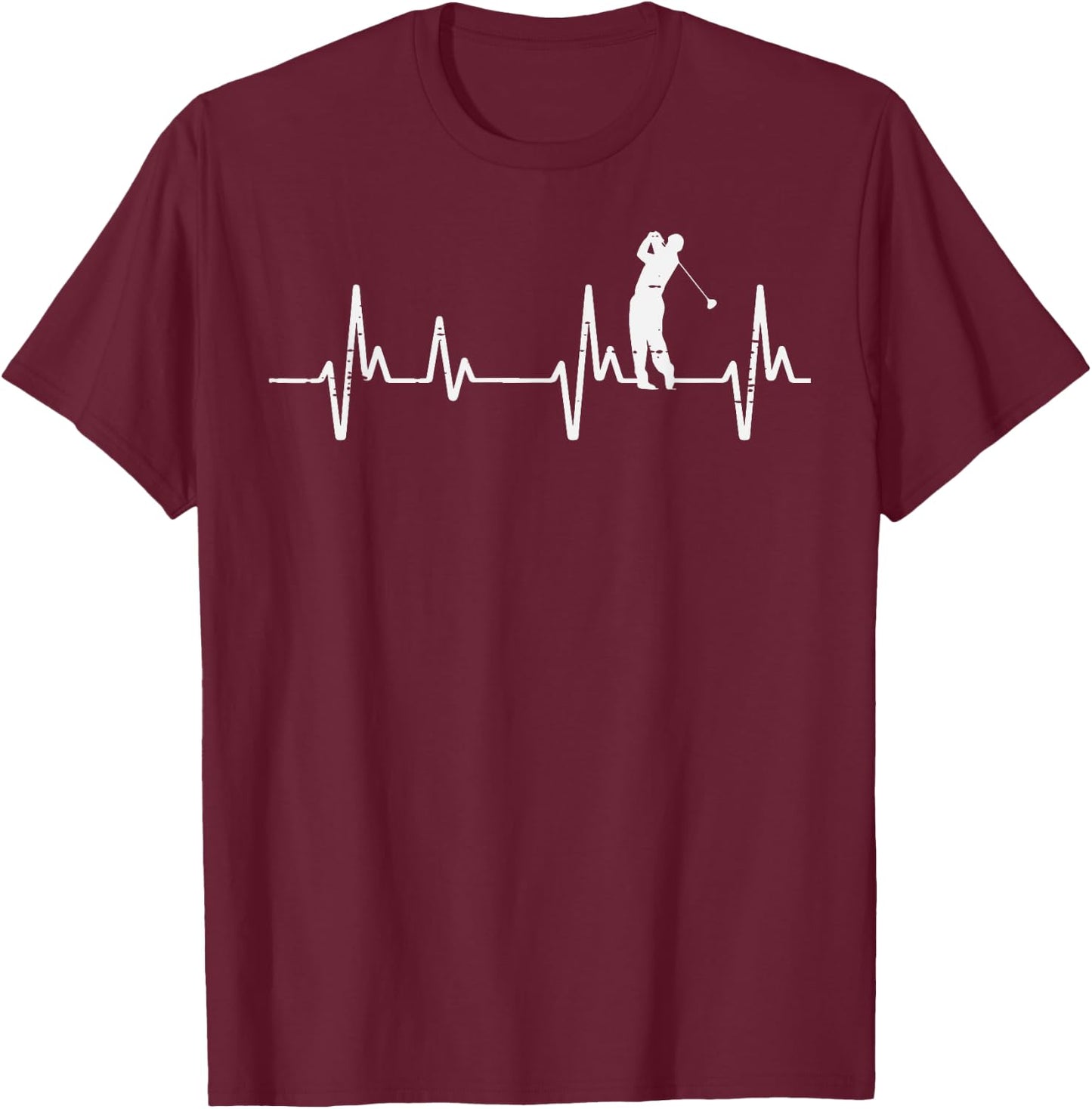Golf Heartbeat Love Golfing Golfer Player Dad Men Women Kid T-Shirt - T-Shirt | Maroon