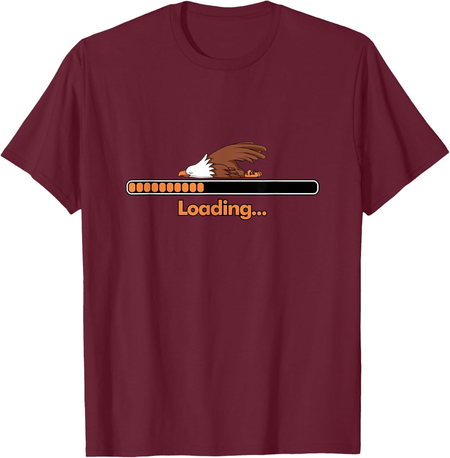 Sleep Loading Sleeping Lazy Nap Gamer American Bald Eagle T-Shirt - T-Shirt | Maroon