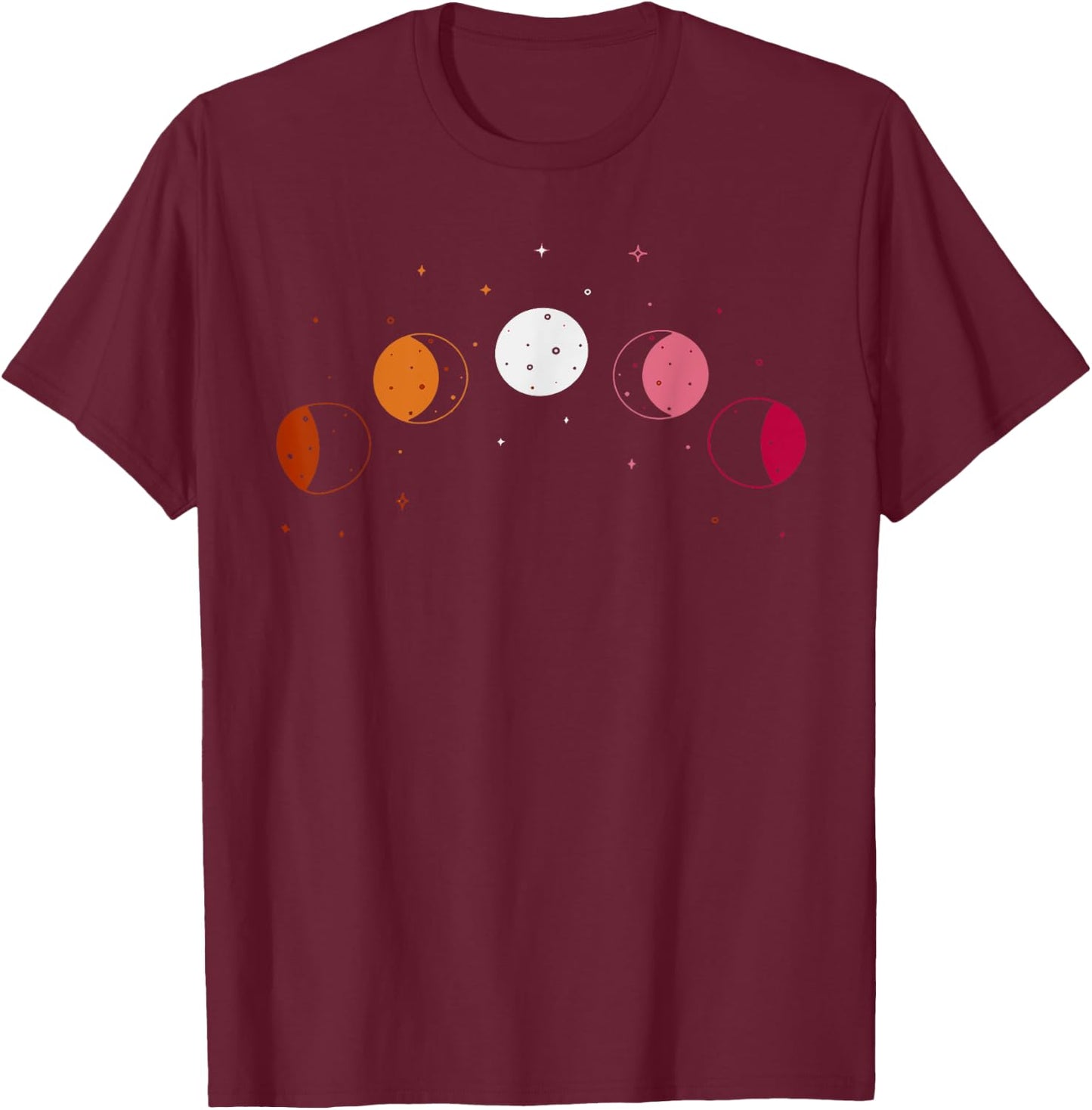 Moon Phases Subtle Lesbian Pride T-Shirt - T-Shirt | Maroon