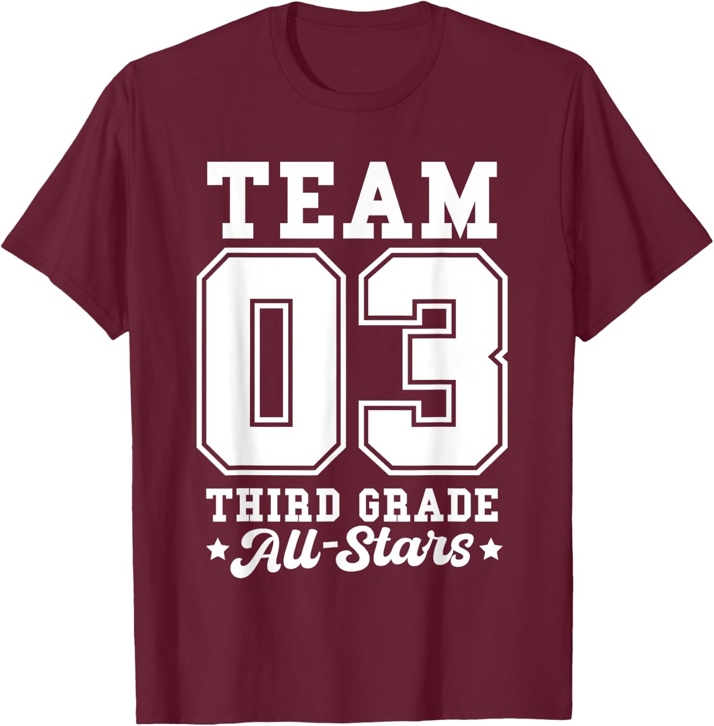 Team 3rd Grade All-Stars Back To School Sports Jersey T-Shirt - T-Shirt | Maroon