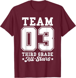 Team 3rd Grade All-Stars Back To School Sports Jersey T-Shirt - T-Shirt | Maroon