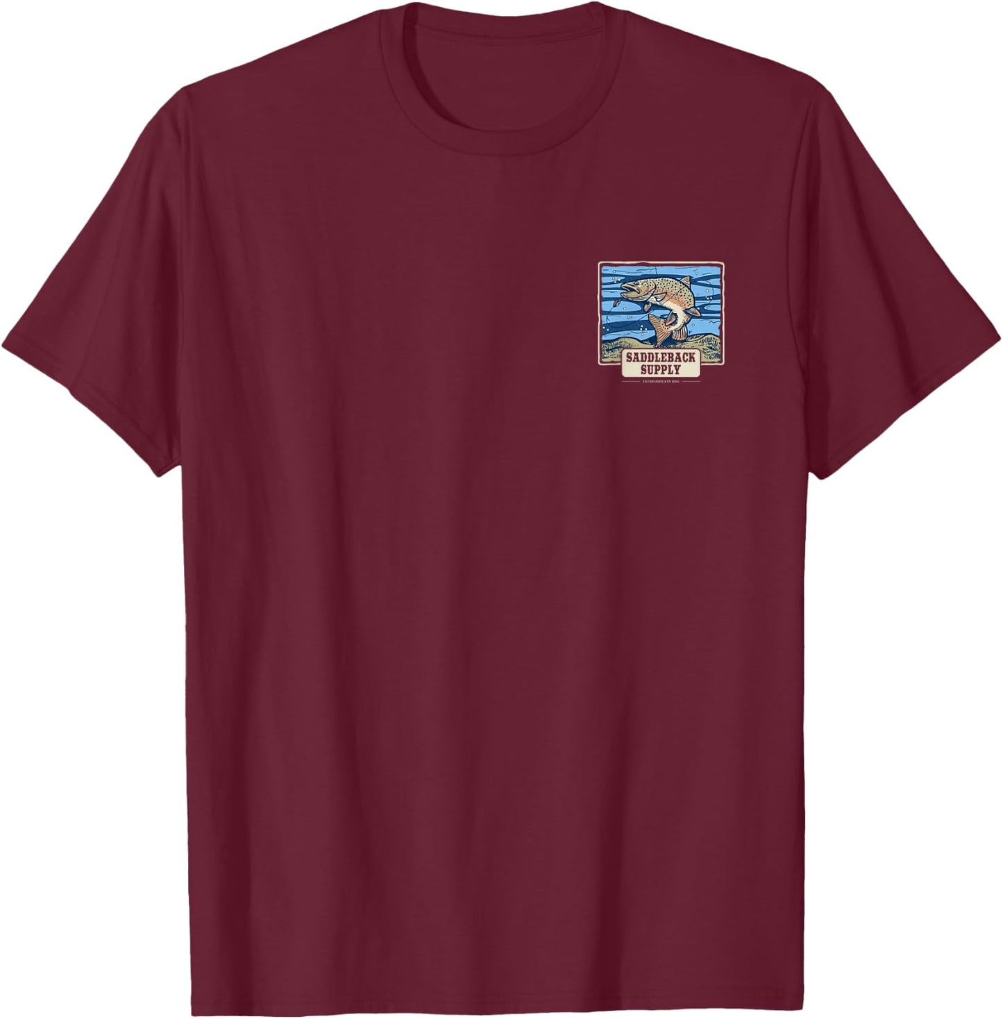 Saddleback Fishing for Trout Logo Lightweight Graphic T-Shirt - T-Shirt | Maroon
