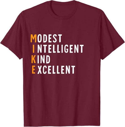 Mike Name Definition Meaning Funny Birthday T-Shirt - T-Shirt | Maroon
