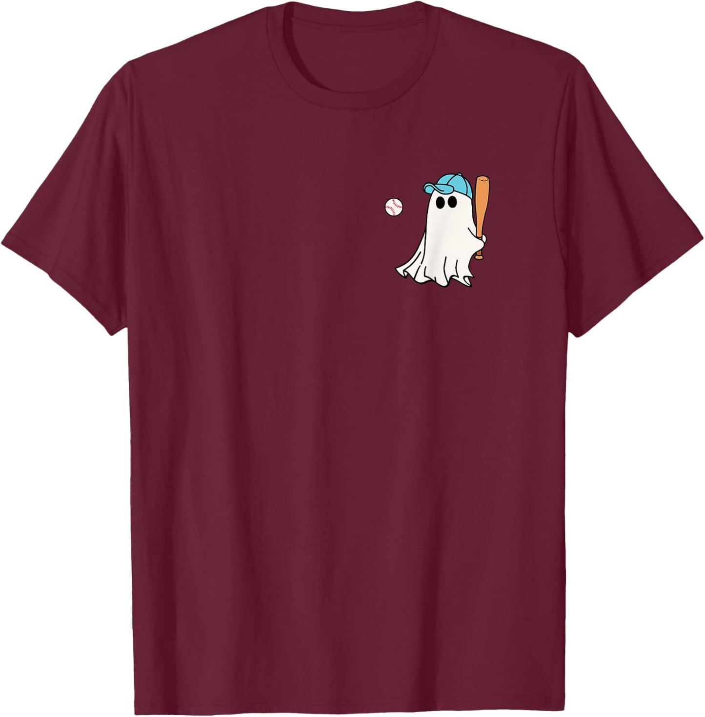 Baseball Halloween Baseball Ghost T-Shirt - T-Shirt | Maroon
